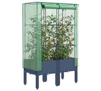 Arborthrum Aiuola rialzata con inserto per serra, aiuola per piante, fioriera per giardino, balcone, effetto rattan, blu grigio, 80 x 40 x 140 cm