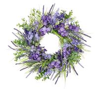 Arborus Ghirlanda di lavanda artificiale, 45 cm, piccola ghirlanda estiva per porta d'ingresso, realistica, in seta viola, ghirlande floreali primaverili per tutte le stagioni, decorazione per la casa