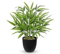 Arborus Pianta di bambù artificiale da 45,7 cm in vaso nero, alta 45 cm, albero di bambù finto fortunato per interni, piante artificiali da scrivania, piante in vaso finto per casa, ufficio, cucina
