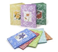 Arbos Kit 5 Quaderni Orto Botanico Dimensione 12x17 cm 48 Pagine Colorate in Carta Riciclata 100gr Copertina in Cartapaglia Colorata Soggetti Assortiti