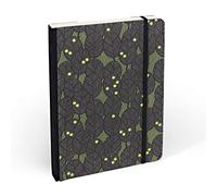 Arbos Taccuino Leaves, Large Dimensione A4 21x29,7 cm, Copertina Rigida in Cuoio Riciclato Grigio, Dorso in Tela, 224 Pagine Bianche, Decoro Foglie