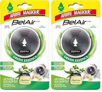 Arbre Magique Belair Giugiaro Easy, Deodorante Auto, Emanatore Liquido, Effetto Lunga Durata, Design Made in Italy (Emanatore con 1 Ricarica, Green Essence) (Confezione da 2)