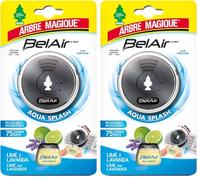 Arbre Magique Belair Giugiaro Easy, Deodorante Auto, Emanatore Liquido, Effetto Lunga Durata, Design Made in Italy (Emanatore con 1 Ricarica, Aqua Splash) (Confezione da 2)