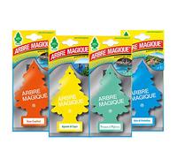 Arbre Magique Mono, Profumatore Auto, Variety Pack 4 (Mediterraneo), Ibiza Cocktail + Agrumi di Capri + Brezza di Mykonos + Aria di Portofino, fino a 7 Settimane, Made in Italy, Confezione da 4 Pezzi