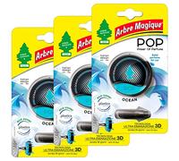 Arbre Magique POP, Profumatore Auto Solido, Fragranza Ocean, Profumazione Delicata e Fresca, Durata Fino a 30 Giorni, Design Italiano, Confezione da 3 Pezzi