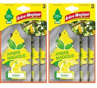 Arbre Magique, Profumatore Auto, Fragranza Limone, Profumazione Fresca e Fruttata, Durata fino a 7 Settimane, Made in Italy, Formato Multipack da 3 Pezzi (Confezione da 2)