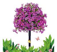 Arbusti artificiali da esterno - Cespugli finti per casa e giardino | Resistente ai raggi UV Design resistente alle intemperie Fogliame realistico Topiaria con palla viola da 23 pollici Base durevole
