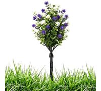 Arbusto artificiale decorativo, resistente sbiadimento, finto eucalipto, composizione con punte di camelia, fiori realistici per cortile, patio, prato, prato, giardino, portico, cancello, feste