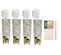 ARBUTUS 96 Bicchieri con coperchio usa e getta in cartone per caffè da 120 cc, 200 cc, 250 cc, inclusi 100 pallet in legno 14 cm. (48, 250 ml)