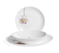 Servizio Tavola Luminarc Flore 18 Pezzi in Vetro Opale bianco con disegno