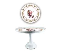 ARCA, Alzata Rotonda in Melamina, con Decorazione Natalizia Santa Claus, Resistente e Duratura, Ideale per la Tavola, Idea Regalo Natale, 32x22,5 cm