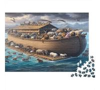 Arca degli Animali in Legno Puzzle 1000 Pezzi Gioco di Puzzle 1000 Pezzi Carta Puzzle per Adulti Scena Realistica Famiglia Relax 70x50cm/1000pcs
