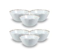 ARCA, Servizio di Ciotole, Set di 6 Ciotole, Realizzate in Melamina, Set per la Tavola, Colore Bianco, Collezione Tierra, 16x6 cm