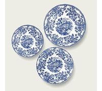 ARCA - Servizio di Piatti 18 pezzi INGLESE BLU - 6 Piatti Piani - 6 Piatti Fondi - 6 Piatti Dessert in fine porcellana