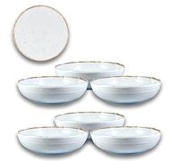 ARCA, Servizio di Piatti, Set di 6 Piatti Fondi, Realizzati in Melamina, Set per la Tavola, Colore Bianco, Collezione Tierra, 20x4 cm