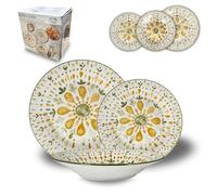 Arca Servizio Piatti 18 Pezzi Astra, Set Tavola per 6 Persone con Piatti Piani, Fondi e Dessert Decorati (GIALLO)