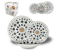 Arca Servizio Piatti 18 Pezzi Astra, Set Tavola per 6 Persone con Piatti Piani, Fondi e Dessert Decorati (BLU)