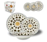 Arca Servizio Piatti 18 Pezzi Astra, Set Tavola per 6 Persone con Piatti Piani, Fondi e Dessert Decorati (MARRONE)