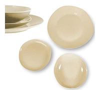 ARCA Servizio Piatti, Set Piatti Soho Beige 18 Pezzi | Piatti Colorati Ceramica, Set di Piatti Moderni | Piatti Irregolari per Set da Tavola Originale, 30 e 22cm