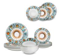 ARCA, Set 18 Piatti Coordinati Aurora in Porcellana Decorata, Servizio per 6 Persone, con Piatti Fondi, Piani e da Dessert, Moderni e Colorati, Lavabili in Lavastoviglie