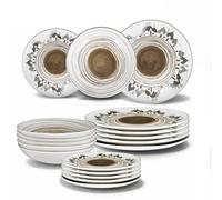 ARCA, Set 18 Piatti Coordinati in Porcellana, Collezione Trulli, Servizio per 6 Persone, con Piatti Fondi, Piani e da Dessert