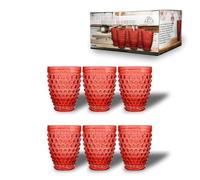 ARCA, Set 6 Bicchieri in Vetro Colorato Cherry Blossom, Rosso, 265 ml