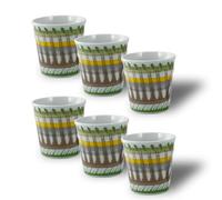 ARCA, Set 6 Bicchierini da Caffè Apulia Raggio, Realizzati in Porcellana Decorata, Lavabili in Lavastoviglie, Capacità 50 ml, 6x6 cm, Verde