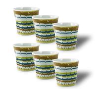 ARCA, Set 6 Bicchierini da Caffè Apulia Riccio, Realizzati in Porcellana Decorata, Lavabili in Lavastoviglie, Capacità 50 ml, 6x6 cm, Blu