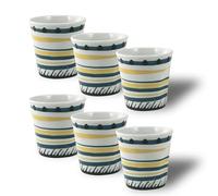 ARCA, Set 6 Bicchierini da Caffè Apulia Spirale, Realizzati in Porcellana Decorata, Lavabili in Lavastoviglie, Capacità 50 ml, 6x6 cm, Giallo