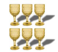 ARCA, Set 6 Calici in Vetro Colorato Cherry Blossom, Ambra, 340 ml