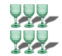 ARCA, Set 6 Calici in Vetro Colorato Cherry Blossom, Verde, 340 ml