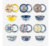ARCA | Set 6 Ciotole in Porcellana a Fantasia | Insalatiere per Antipasti, Insalate, Poké | Serie d Caucina, 8x16cm