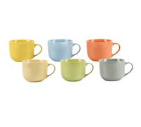 ARCA, Set 6 Tazze Jumbo Rainbow, Realizzate in Ceramica, Semplici e Pratiche, Lavabili in Lavastoviglie, Colori Assortiti, Capacità 450 ml, 11x9 cm