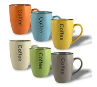 ARCA, Set 6 Tazze Mug, Realizzate in Ceramica, Semplici e Pratiche, Lavabili in Lavastoviglie, Colori Assortiti, Capacità 340 ml, 9x11 cm
