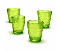 ARCA, Set di 4 Tumbler in Pasta Acrilica, per 4 Persone, Bicchieri Ideali per la Tavola, Resistenti e Duraturi, Collezione Hammered, Verde, 400 ml