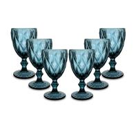 ARCA, Set di 6 Calici in Pasta di Vetro, per 6 Persone, Bicchieri Ideali per la Tavola, Resistenti e Duraturi, Lavabili in Lavastoviglie, Collezione Melody, Colore Blu, 330 ml