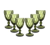 ARCA, Set di 6 Calici in Pasta di Vetro, per 6 Persone, Bicchieri Ideali per la Tavola, Resistenti e Duraturi, Lavabili in Lavastoviglie, Collezione Melody, Colore Verde, 330 ml