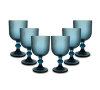 ARCA, Set di 6 Calici in Pasta di Vetro, per 6 Persone, Bicchieri Ideali per la Tavola, Resistenti e Duraturi, Lavabili in Lavastoviglie, Collezione Eternity, Colore Blu, 330 ml