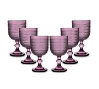 ARCA, Set di 6 Calici in Pasta di Vetro, per 6 Persone, Bicchieri Ideali per la Tavola, Resistenti e Duraturi, Lavabili in Lavastoviglie, Collezione Serenity, Colore Porpora, 330 ml