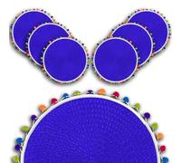 ARCA, Set di 6 Sottopiatti Rotondi, per 6 Persone, Ideali per la Tavola, Resistenti e Duraturi, Realizzati in Poliestere, Colore Blu Scuro, Diametro 38 cm