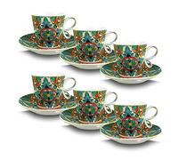 ARCA, Set di 6 Tazze con Piatto da 11 cm, Realizzate in Porcellana, Semplici e Pratiche, Lavabili in Lavastoviglie, Collezione Smeraldo, 6x5 cm