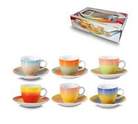 ARCA, Set di 6 Tazzine da Caffè con Piattino, Realizzate in Porcellana, Particolari e Colorate, Lavabili in Lavastoviglie, Collezione Tavola a Colori, 11x6 cm, 90 ml