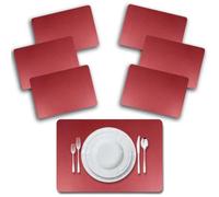 ARCA, Set di 6 Tovagliette in Similpelle Rettangolari, per 6 Persone, Ideali per la Tavola, Resistenti e Durature, Colore Bordeaux, 33x46 cm