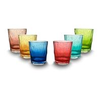 ARCA, Set di 6 Tumbler in Pasta Acrilica, per 6 Persone, Bicchieri Ideali per la Tavola, Resistenti e Duraturi, Collezione Crystal Bubbles, Colori Assortiti, 430 ml