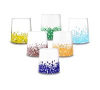 ARCA, Set di 6 Tumbler in Vetro Colorato, per 6 Persone, Bicchieri Ideali per la Tavola, Lavabili in Lavastoviglie, Collezione Laguna Incantata, Colori Assortiti, 330 ml