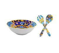 ARCA, Set per Insalata, Insalatiera con i Posate da 20x7 cm, Realizzata in Melamina, Per la Tua Cucina, Collezione Portocervo, Ciotola da 30 cm