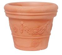 ARCA Vaso Tondo in Resina festonato “Toscano” Cotto Antico. Festonato di Alta qualità, ottenuto da Un Rilievo Artigianale Toscano Esclusiva Diam. 65, h 54 cm. Colore impruneta.