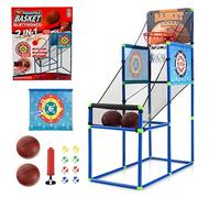 Arcade Basketball Luci Suoni Tabellone Elettronico Gioco Bersaglio Basket Palla Canestro Altezza cm135 Regolabili Adulti Bambini Anello 2 Palle Pompa 2 Bersagli 8 Palline Appiccicose Tiro al Bersaglio