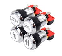 Arcade Chrome Silver Plated 5V 12V LED illuminato Pulsanti di avvio 1P 2P Player 2x pulsanti Coin per MAME JAMMA Giochi di combattimento Videogiochi Arcade Parti del kit