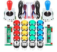 Arcade Kits 2 Giocatori Arcade Classic DIY Encoder USB a PC Joystick Games + 2 x Rocker 5 pin + 16 x 30 mm 5V LED Pulsanti 1 + 2 giocatori Monete Pulsanti per Raspberry Pi 1 2 3 3B Mame Fighting Stick